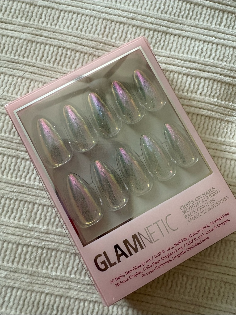 Glamnetic Press-On Nails - Iridescent Pink Almond Set Star Dust Almond